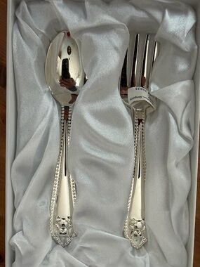 Things Remembered Polished Silver Baby Spoon & Fork Set